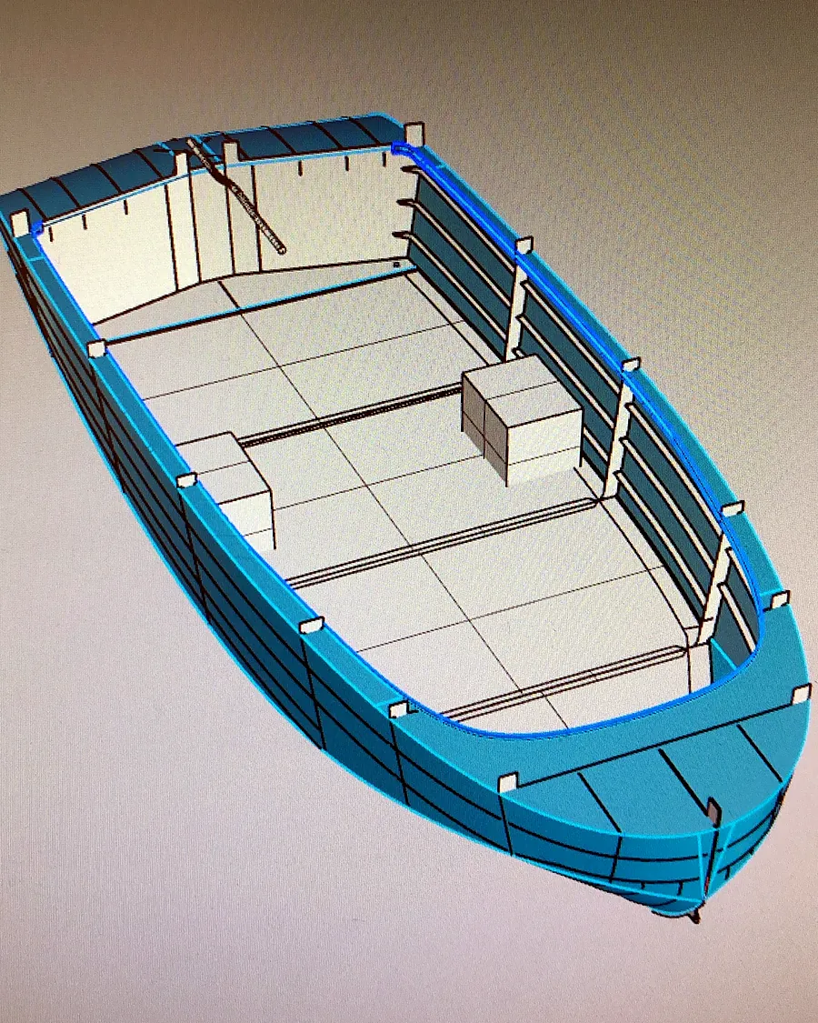 3D-ontwerp van de indeling van de elektrische sloep